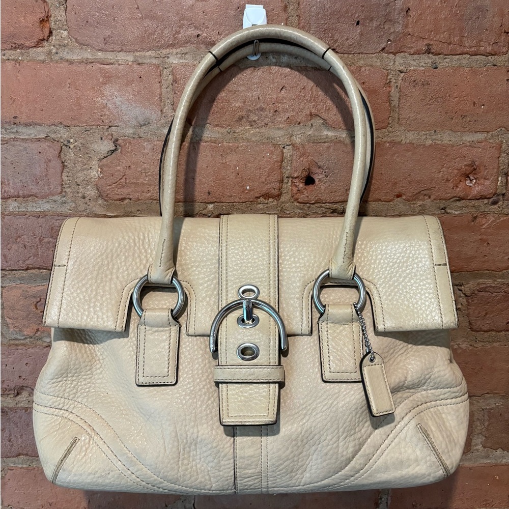 Coach Off White Soho Hampton Buckle Leather Satchel